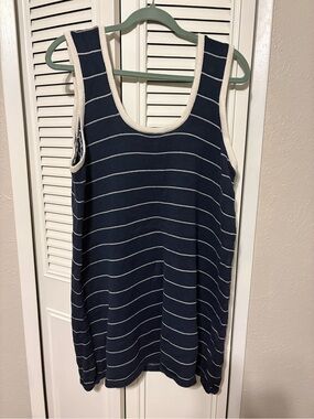 ASOS Navy & White Striped Knit Tank Mini Dress